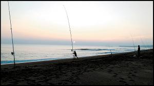 オホーツク海でマス釣り