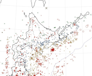 5月の震央分布図(網走地方気象台HPより抜粋) == 株式会社伝書鳩｜経済の伝書鳩｜北見・網走・オホーツクのフリーペーパー ==