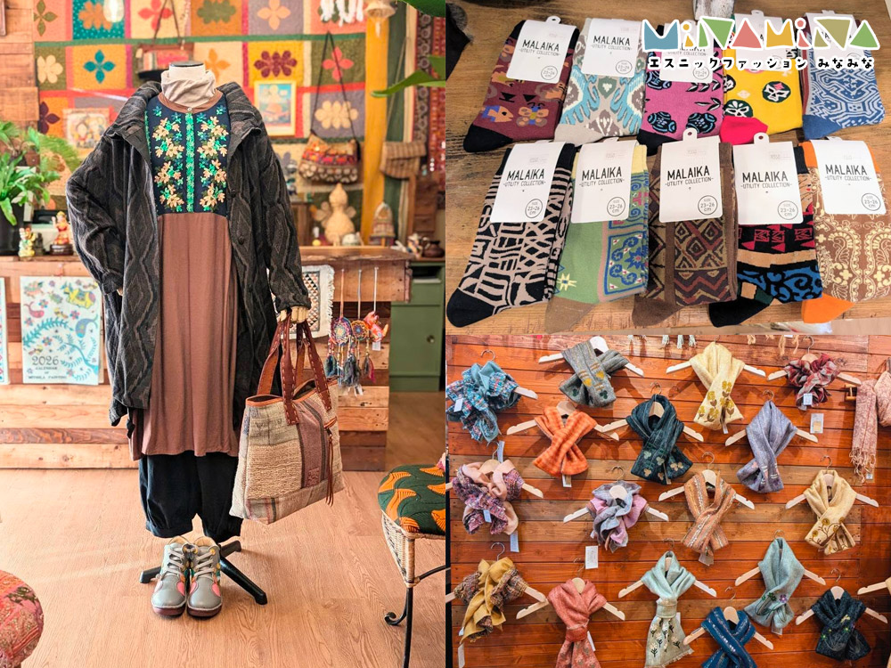 【北海道網走市呼人｜エスニックファッションアジアン雑貨 みなみな｜エスタシオン・かぐらやロール】店内