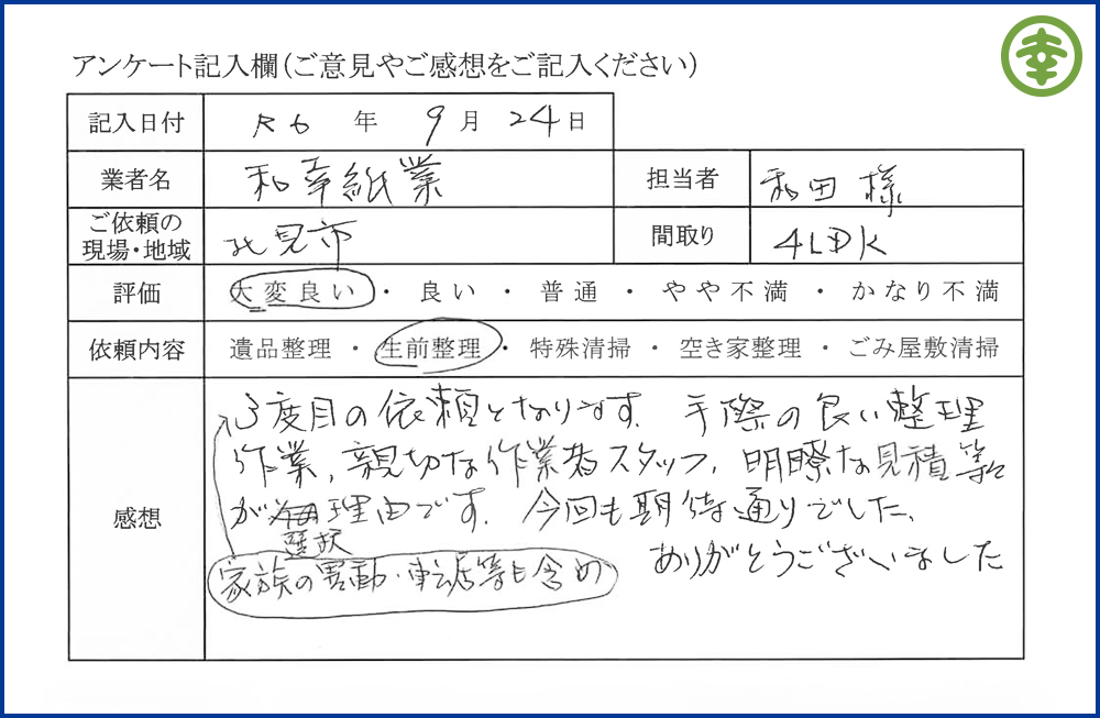 【北海道北見市・和幸紙業・遺品整理部｜遺品整理・生前整理・特殊清掃・オゾン消臭｜片付け・住宅解体・住宅買取・土地買取｜遺品整理士認定協会・遺品整理士・遺品査定士・お焚き上げ｜リサイクル】作業実績