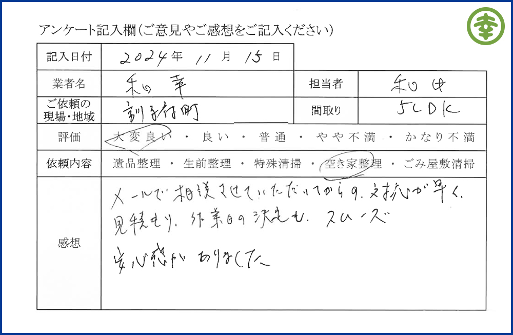 有限会社 和幸紙業【遺品整理部】 【北海道北見市・和幸紙業・遺品整理部|遺品整理・生前整理・特殊清掃・オゾン消臭|片付け・住宅解体・住宅買取・土地買取|遺品整理士認定協会・遺品整理士・遺品査定士・お焚き上げ|リサイクル】作業実績
