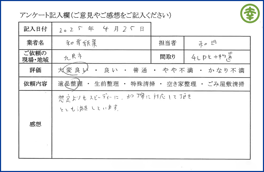 有限会社 和幸紙業【遺品整理部】 【北海道北見市・和幸紙業・遺品整理部|遺品整理・生前整理・特殊清掃・オゾン消臭|片付け・住宅解体・住宅買取・土地買取|遺品整理士認定協会・遺品整理士・遺品査定士・お焚き上げ|リサイクル】作業実績
