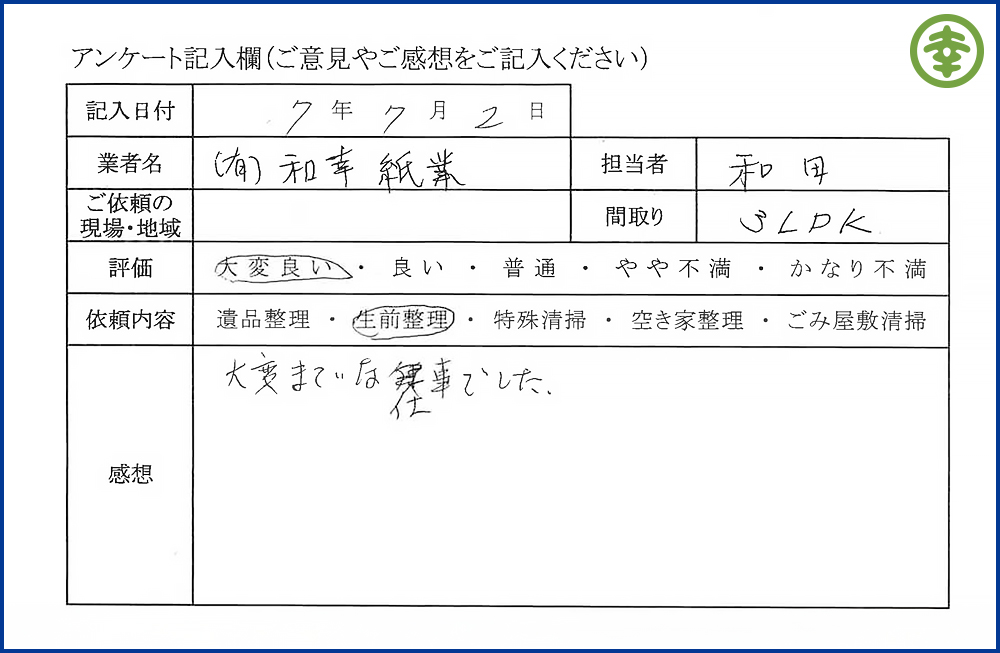【北海道北見市・和幸紙業・遺品整理部｜遺品整理・生前整理・特殊清掃・オゾン消臭｜片付け・住宅解体・住宅買取・土地買取｜遺品整理士認定協会・遺品整理士・遺品査定士・お焚き上げ｜リサイクル】作業実績
