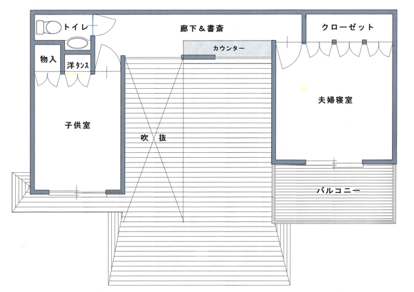 【北海道北見市|川嶋一級建築士事務所|お家、お店、建築、デザイン、設計、リノベーション、商業施設】2階間取り