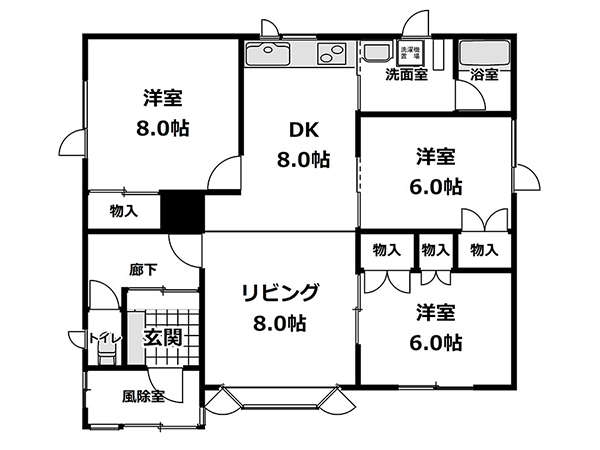 【北海道北見市|しろくま建物管理|不動産、中古住宅、遺品整理】間取り